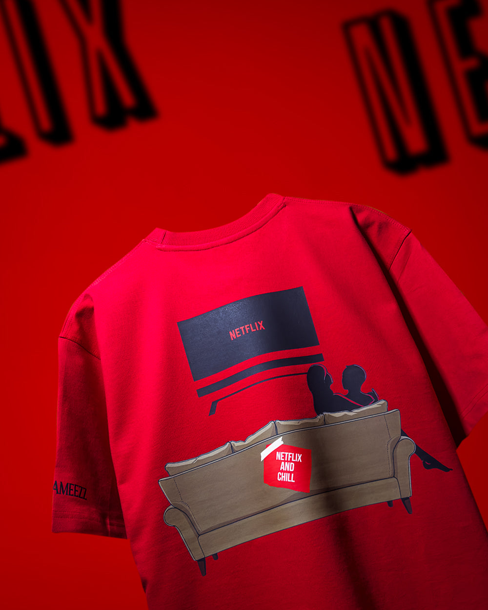 RED NETFLIX AND CHILL T-SHIRT