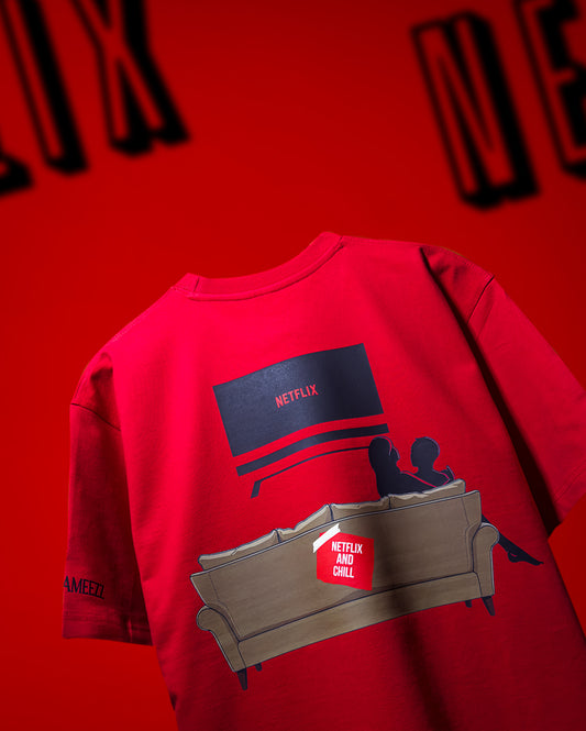 RED NETFLIX AND CHILL T-SHIRT